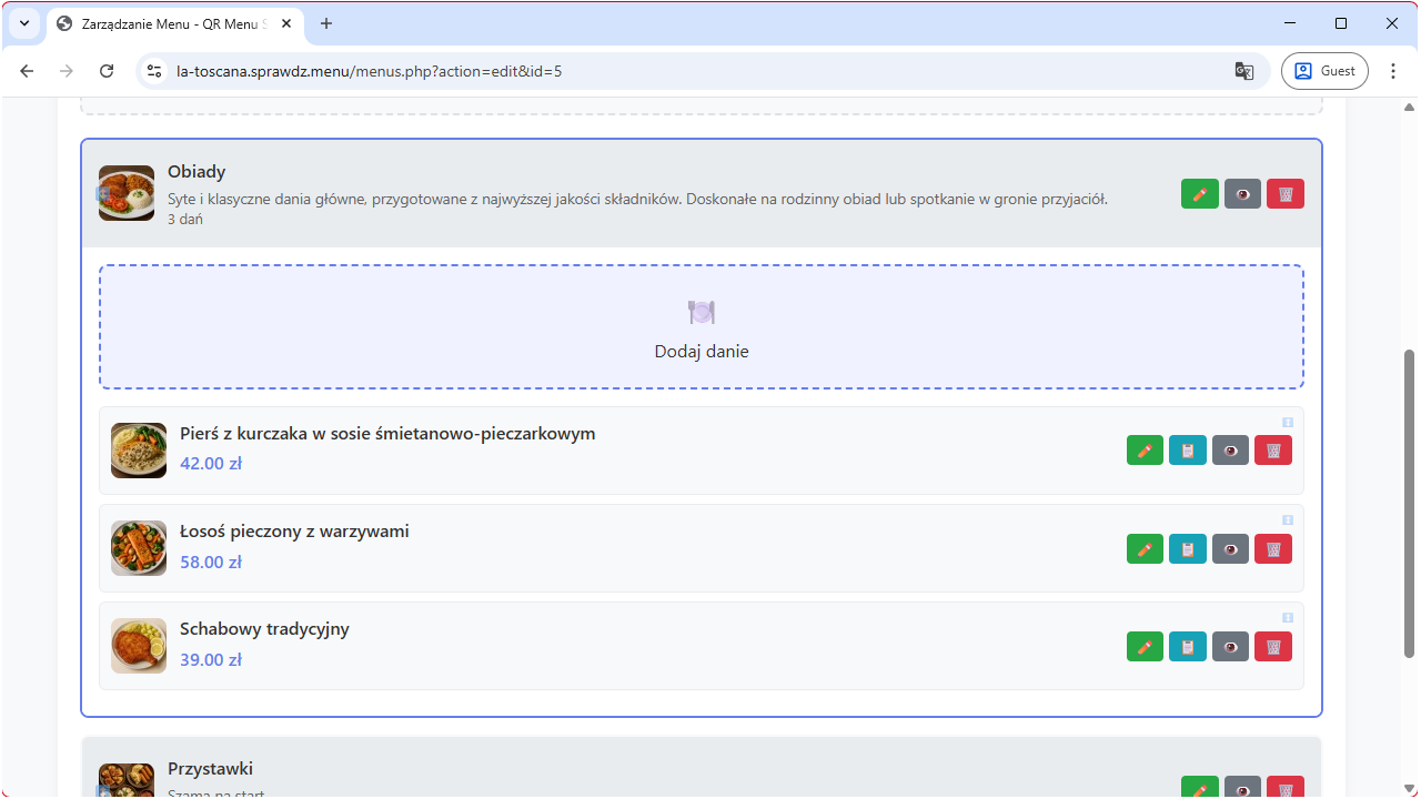 Łatwe dodawanie potraw