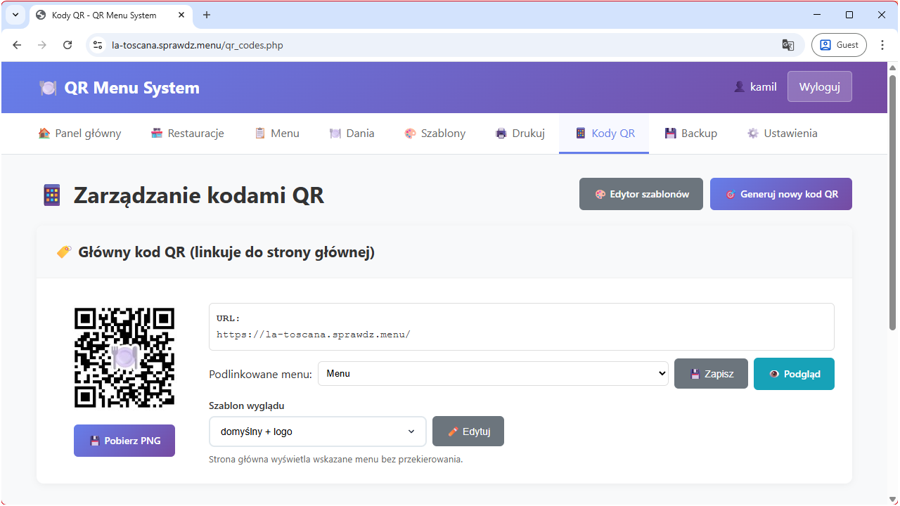 Kody QR dla menu