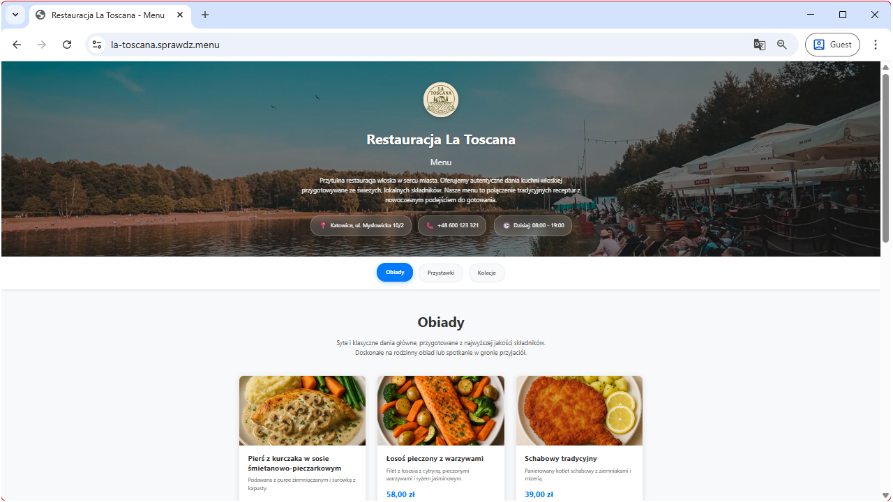 Cyfrowe menu dla restauracji