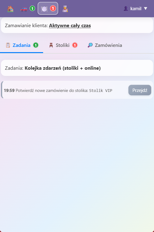 Kelner: odbieraj i realizuj zamówienia